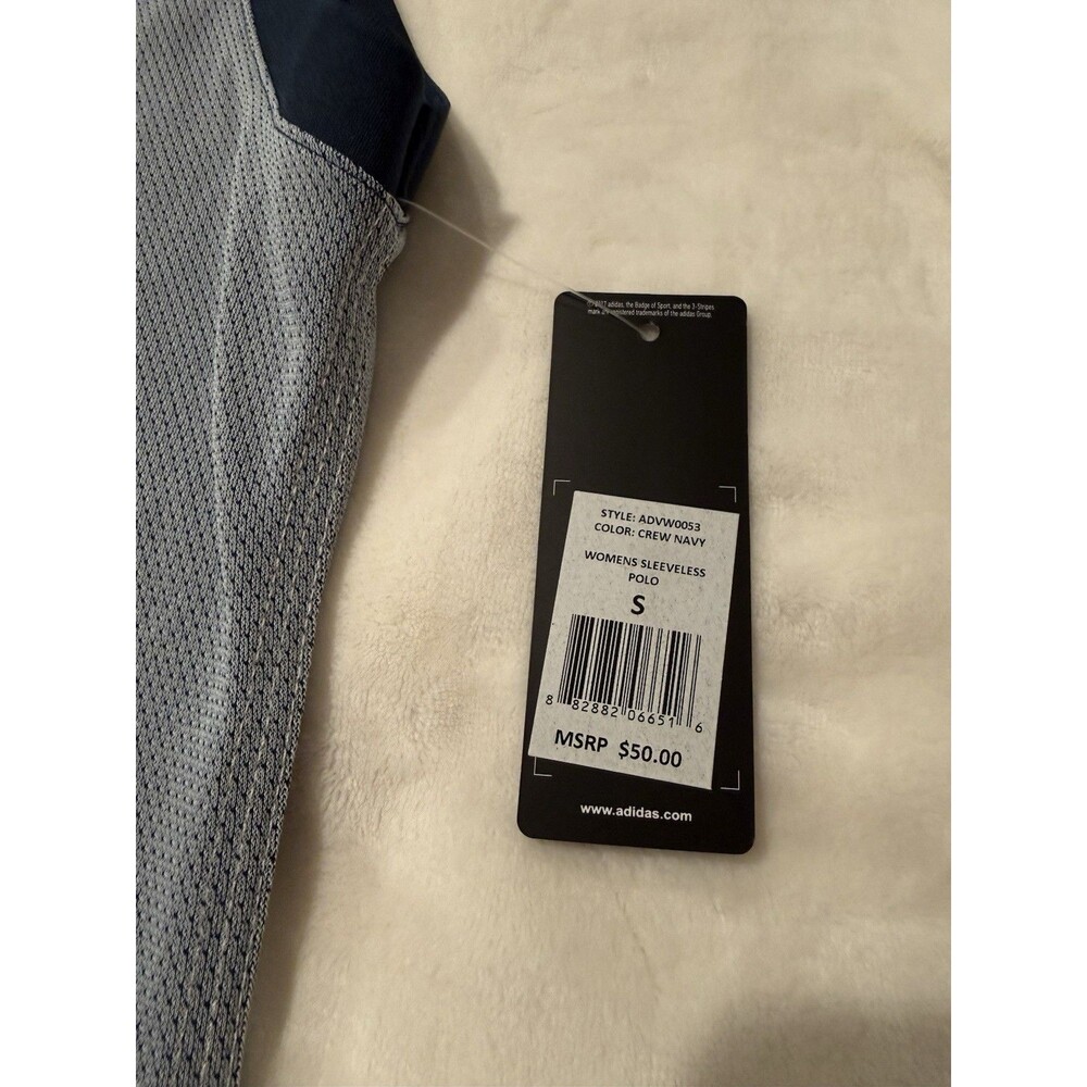 Women’s adidas Golf Sleeveless 1/4 Zip Polo Shirt Navy White Size S - Picture 5 of 11